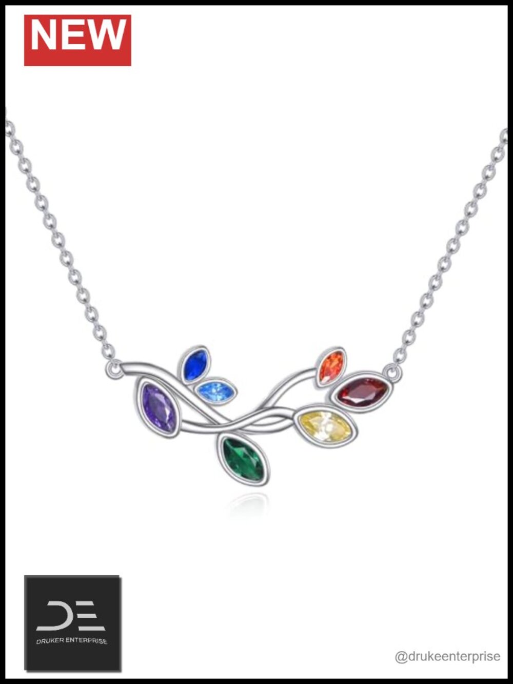 925 Sterling Silver Leaf Necklace Women Cubic Zirconia Nature Pendant Jewelry